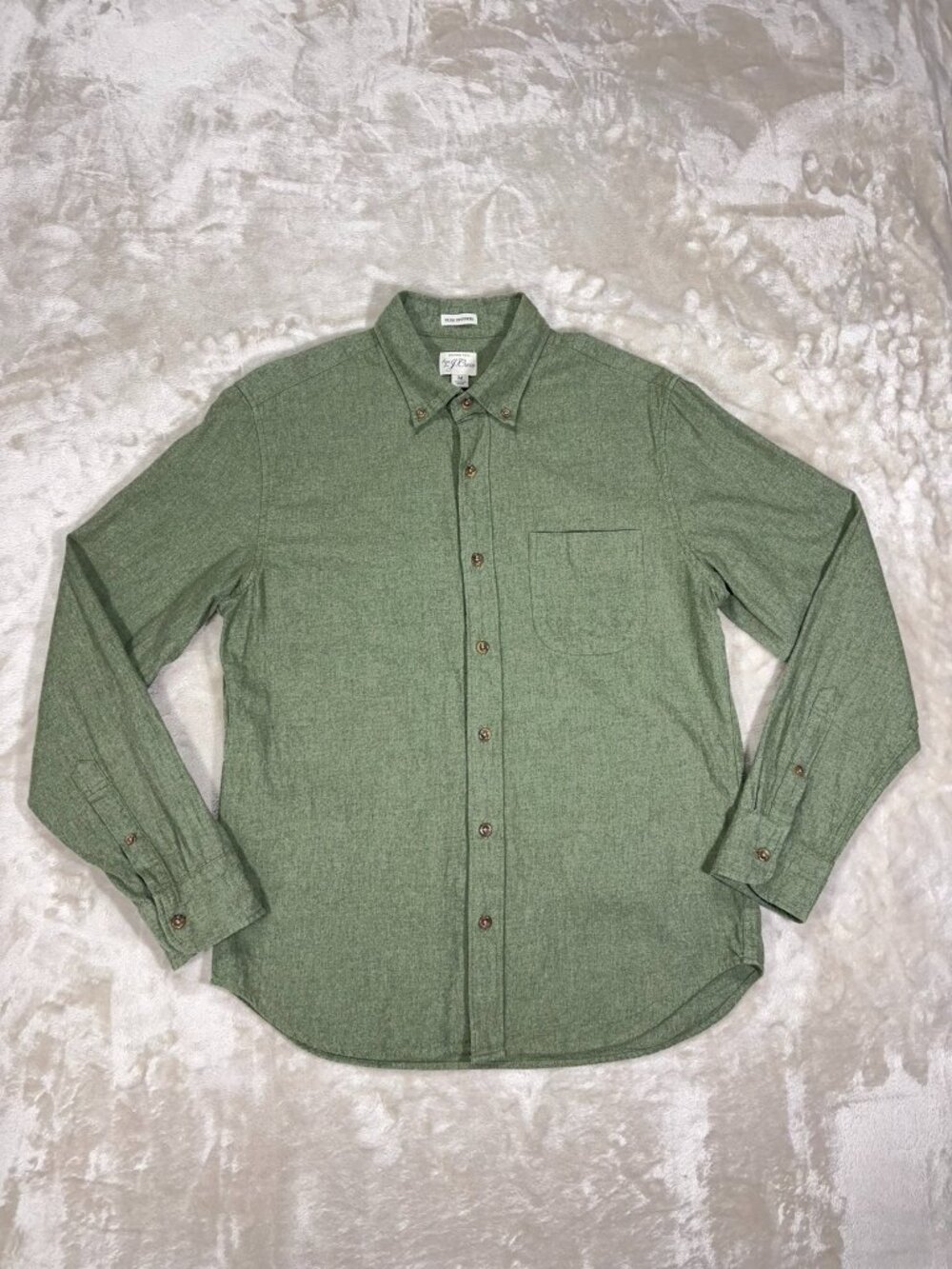 J.Crew Men's Button Down Shirt Long Sleeve Cotton Slim Green - Size Medium